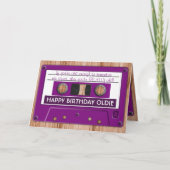 任意のカラーレトロ音楽カセットテープ誕生日 カード (正面)