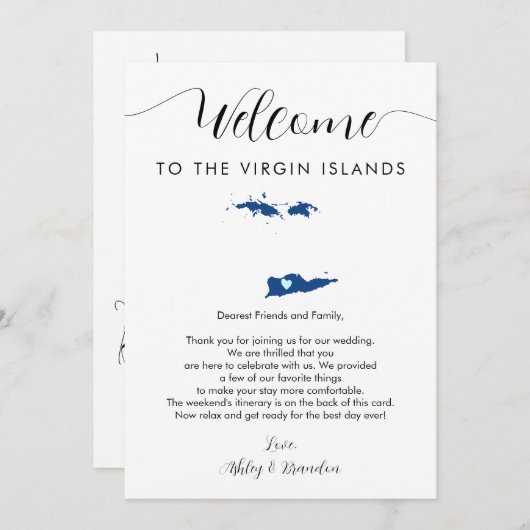 任意のカラーヴァージン結婚諸島歓迎の旅程 (正面/裏面)