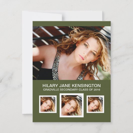 任意のカラー写真の卒業 招待状 (正面)