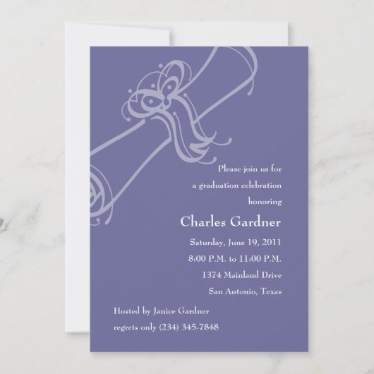 任意のカラー卒業証書 招待状 (正面)