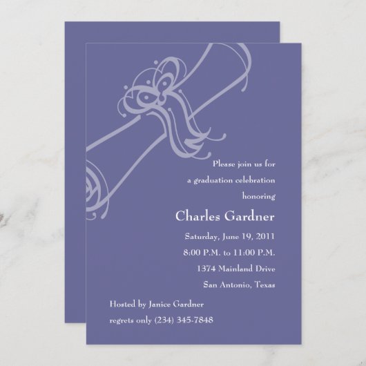 任意のカラー卒業証書 招待状 (正面/裏面)