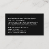 任意のカラー泳ぐ人アイコン、スイミングコーチとライフガード 名刺 (裏面)