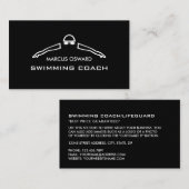 任意のカラー泳ぐ人アイコン、スイミングコーチとライフガード 名刺 (正面/裏面)