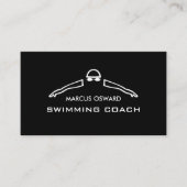 任意のカラー泳ぐ人アイコン、スイミングコーチとライフガード 名刺 (正面)