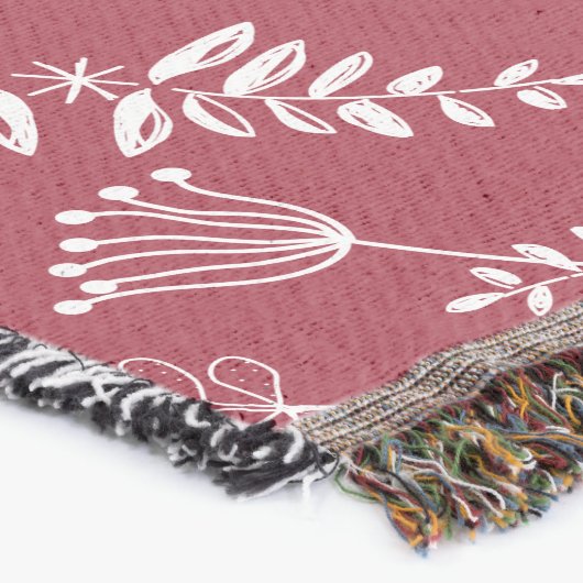 任意のカラー素朴ホリデーフォークアートフローラガーランド スローブランケット (コーナー)