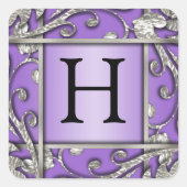 任意のカラー銀格子モノグラム封筒用シール スクエアシール (正面)