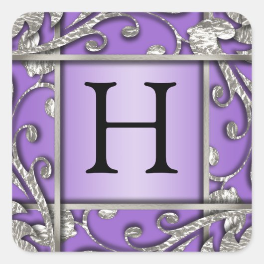 任意のカラー銀格子モノグラム封筒用シール スクエアシール (正面)