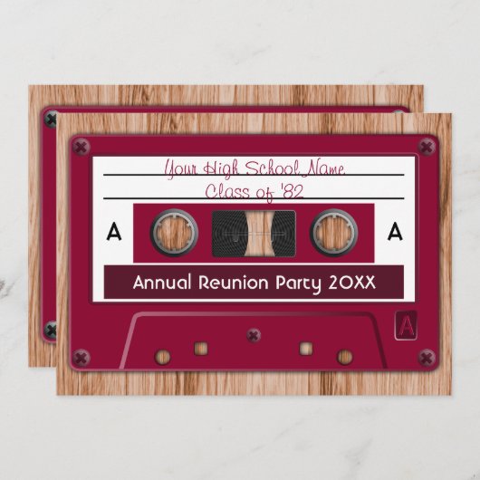 任意のカラー高校懇親会パーティー 招待状 (正面/裏面)