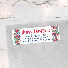 任意のグリーティングレトロホリデーフローラ差出人住所 ラベル