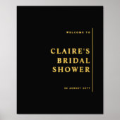 任意のシックモダンフォイル実在、黒い歓迎サイン 箔ポスター (正面)