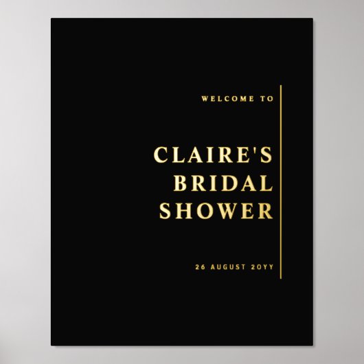 任意のシックモダンフォイル実在、黒い歓迎サイン 箔ポスター (正面)