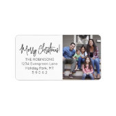 任意のスクリプトクリスマスフォトモダン差出人住所 ラベル (正面)