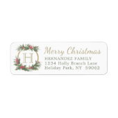 任意のスクリプトモノグラム金ゴールドクリスマス差出人住所 ラベル (正面)