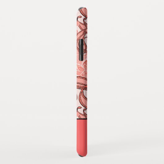 任意のスタイリッシュモノグラムを持つサンゴの花柄 Case-Mate iPhoneケース (裏面/右)