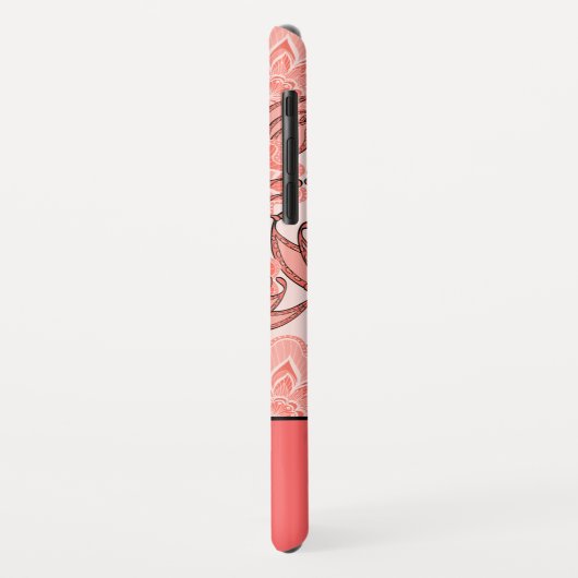 任意のスタイリッシュモノグラムを持つサンゴの花柄 Case-Mate iPhoneケース (裏面/左)