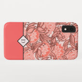 任意のスタイリッシュモノグラムを持つサンゴの花柄 Case-Mate iPhoneケース (裏面(横))