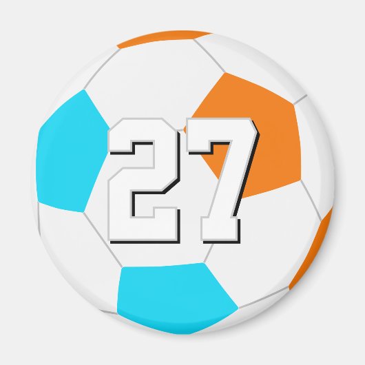 任意のチームカラーとジャージー番号サッカーを選択 マグネット (正面)