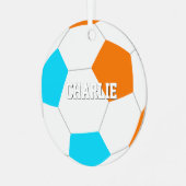 任意のチームカラーとジャージ番号のサッカーデザインを選択 メタルオーナメント (正面左)