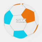 任意のチームカラーとジャージ番号のサッカーデザインを選択 メタルオーナメント (裏面)