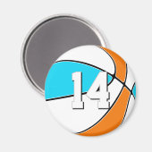 任意のチームカラーとジャージ番号のバスケットボール マグネット (正面/裏面)