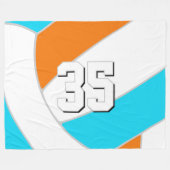 任意のチームカラーと背番号のバレーボール フリースブランケット (正面(横))