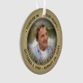 任意のテキストを写真に 記念 ブラック & ゴールド フォイル 偽装 オーナメント (正面)