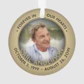 任意のテキストを写真に 記念 ブラック & ゴールド フォイル 偽装 オーナメント (裏面)