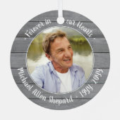 任意のテキスト2写真メモリアルエレガントな偽の灰色の木 メタルオーナメント (裏面)