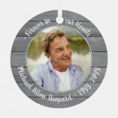 任意のテキスト2写真メモリアルエレガントな偽の灰色の木 メタルオーナメント (正面)