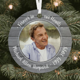 任意のテキスト2写真メモリアルエレガントな偽の灰色の木 メタルオーナメント