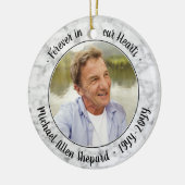 任意のテキスト2写真メモリアルエレガントな偽大理石 セラミックオーナメント (左)