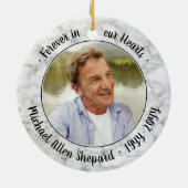 任意のテキスト2写真メモリアルエレガントな偽大理石 セラミックオーナメント (裏面)