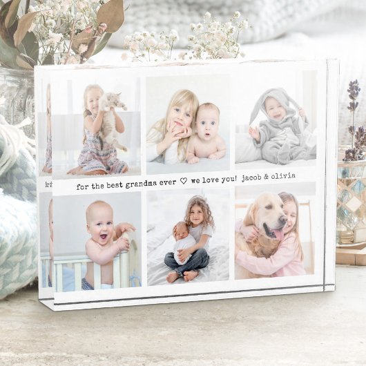 任意のテキスト6枚の写真コラージュ モダン ミニマル 記念品 フォトブロック