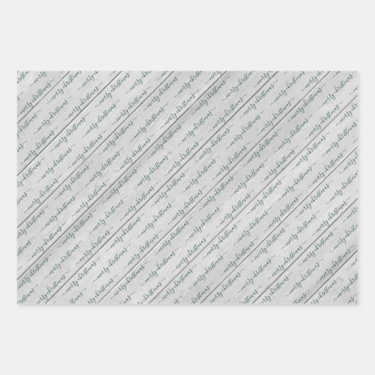 任意のテキスト タイポグラフィー ウッド パイン ファームハウス クリスマス ラッピングペーパーシート (正面)