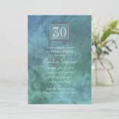 任意のナンバーブルーアクアマーブル誕生日 招待状 (スタンド正面)