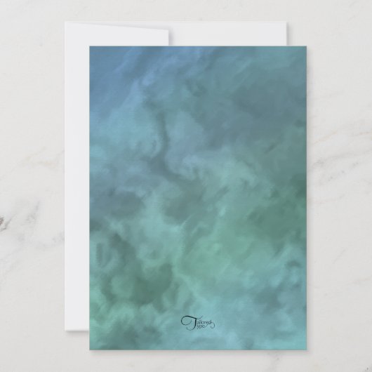 任意のナンバーブルーアクアマーブル誕生日 招待状 (裏面)