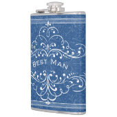 任意のパーソナライズされたカラーヴィンテージフローリッシュ花婿介添人 フラスク (左)