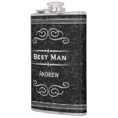 任意のパーソナライズされたカラーヴィンテージフローリッシュ花婿介添人 フラスク (左)