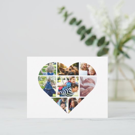 任意のパーソナライズされた大事な行事のフォトコラージュカード ポストカード (スタンド正面)