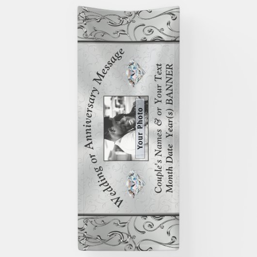 任意のパーソナライズされた大事な行事のフォトバナー 横断幕 (縦)