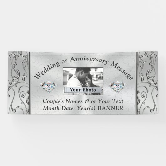 任意のパーソナライズされた大事な行事のフォトバナー 横断幕 (横)