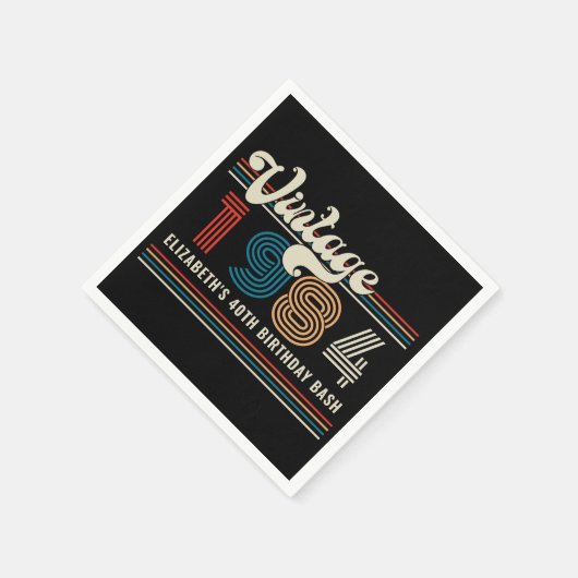 任意のパーソナライズされた年齢のヴィンテージカスタムフォト誕生日 スタンダードカクテルナプキン (角)