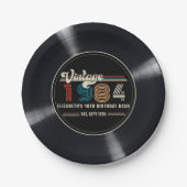 任意のパーソナライズされた年齢のヴィンテージカスタムフォト誕生日 ペーパープレート (正面)