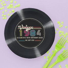 任意のパーソナライズされた年齢のヴィンテージカスタムフォト誕生日 ペーパープレート