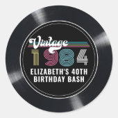 任意のパーソナライズされた年齢のヴィンテージカスタムフォト誕生日 ラウンドシール (正面)