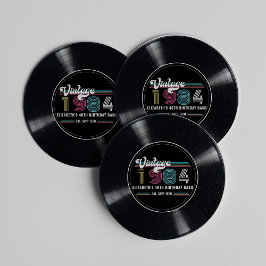 任意のパーソナライズされた年齢のヴィンテージカスタムフォト誕生日 ラウンドペーパーコースター