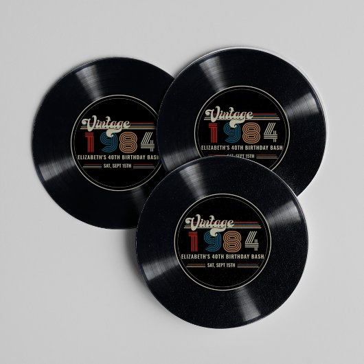 任意のパーソナライズされた年齢のヴィンテージカスタムフォト誕生日 ラウンドペーパーコースター