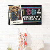 任意のパーソナライズされた年齢のヴィンテージカスタムフォト誕生日 横断幕 (インサイチュ)