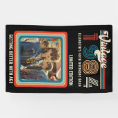 任意のパーソナライズされた年齢のヴィンテージカスタムフォト誕生日 横断幕 (横)