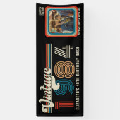 任意のパーソナライズされた年齢のヴィンテージカスタムフォト誕生日 横断幕 (縦)